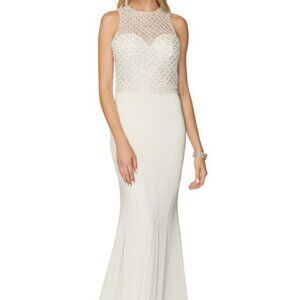 NEW IVORY WEDDING BRIDAL Halter Neck Sleeveless Sheath Prom Dress JT649
